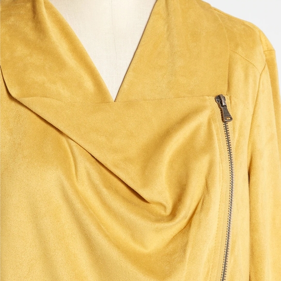 NWT Vigoss Mustard Faux Suede wrap Jacket size Small - Picture 3 of 5
